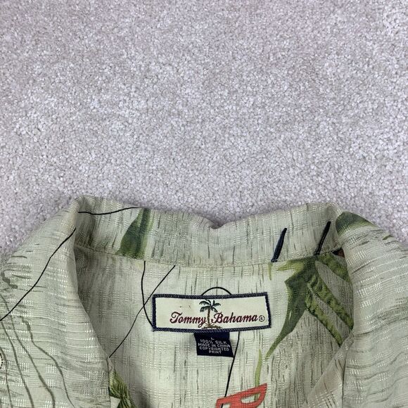 TOMMY BAHAMA RELAX Men’s L 100% Silk SS Shirt Miss Bahama Catch-a-Lot-Island - Picture 14 of 16